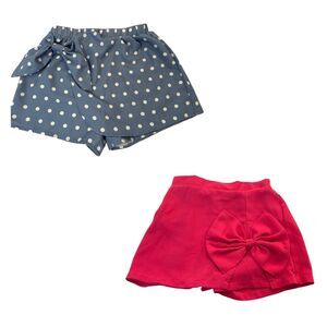 SHEIN Girls Shorts Bundle Size 6 Years – Polka Dot Bow & Pink Bow Detail, EUC